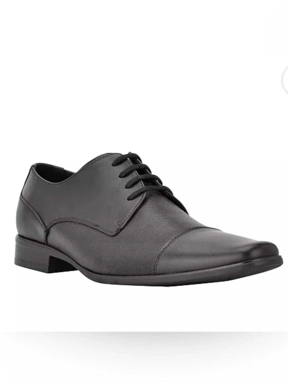 NEW Calvin Klein Men's Bram Lace Up Cap-Toe Leather Dress Shoes in Black Sz 7.5